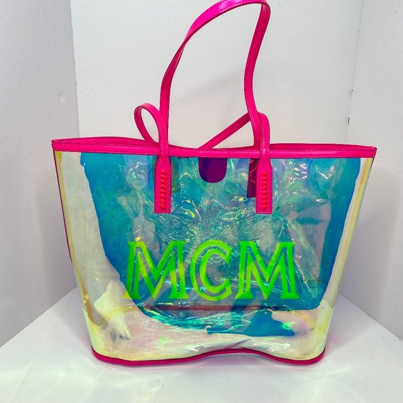 MCM Handbags - MCM MEDIUM IRIDESCENT FLO PLASTIC SHOPPER TOTE BAG